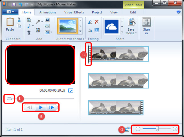 Image of Windows Movie Maker user interface